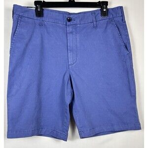 Izod Saltwater Chino Mens Shorts 34” W X 9.5” Inseam Blue Flat Front Stretch New